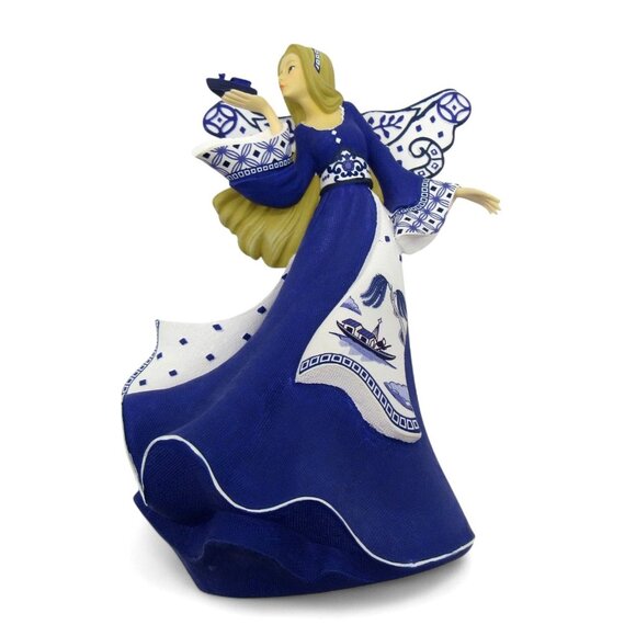 HAMILTON COLLECTION Blue Willow Sending Gentle Breezes Angel Figurine - Picture 6 of 12